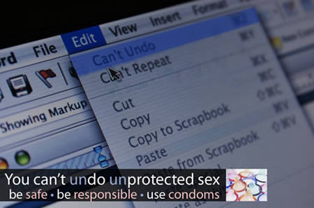 "Non si può annullare il sesso non protetto" dice questa campagna che si rifà all'informatica