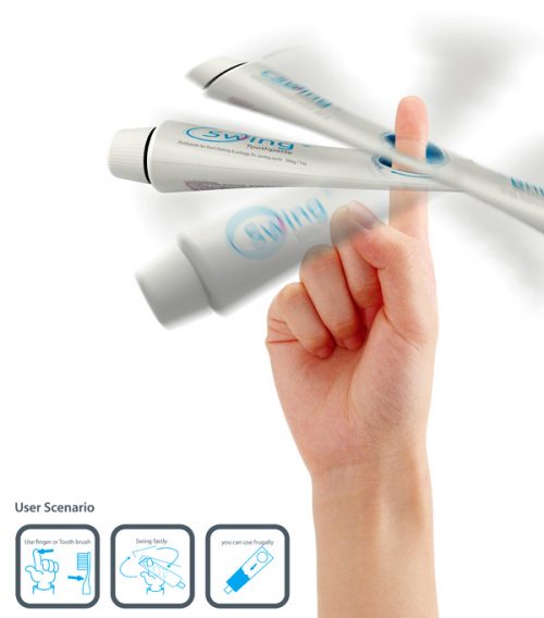 l utilizzo del nuovo tubetto di dentifricio