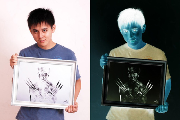 brian lai con una delle sue opere
