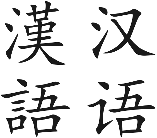 Hanyu scritto in caratteri tradizionali  e semplificati