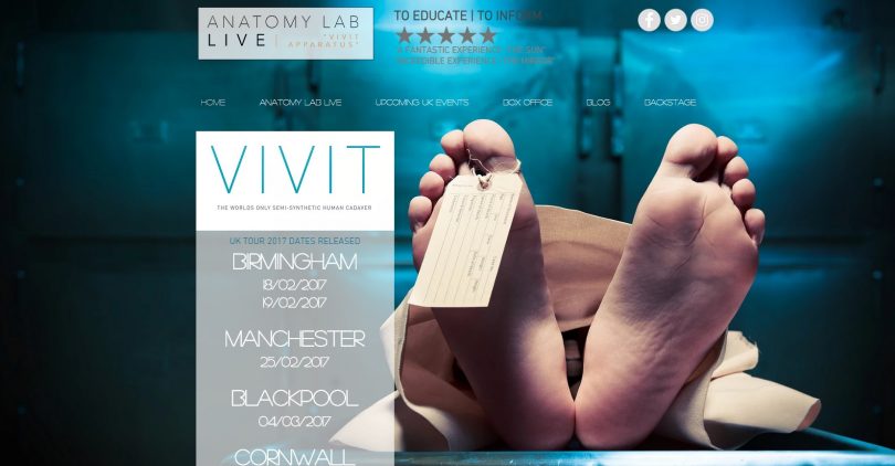 home page del sito di anatomy lab live